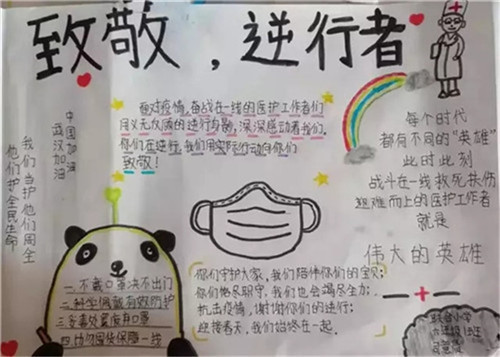 2022有关小学生抗击冠状病毒手抄报_最美逆行者